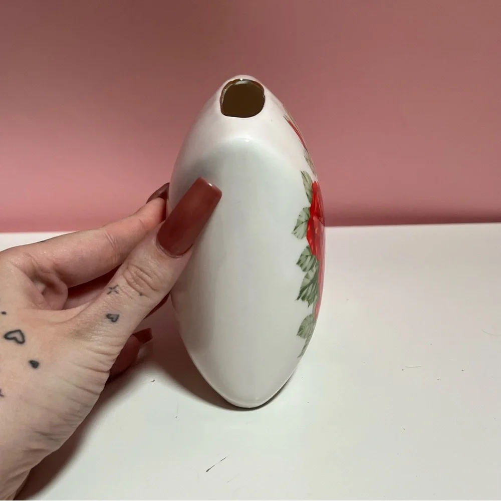 Vintage retro 80s red rose floral vase - Picture 4 of 6